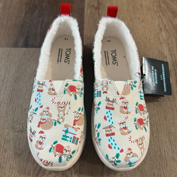 Toms Alpargata Glow In The Dark Sloth Faux Fur Lined Shoes - Picture 2 of 10